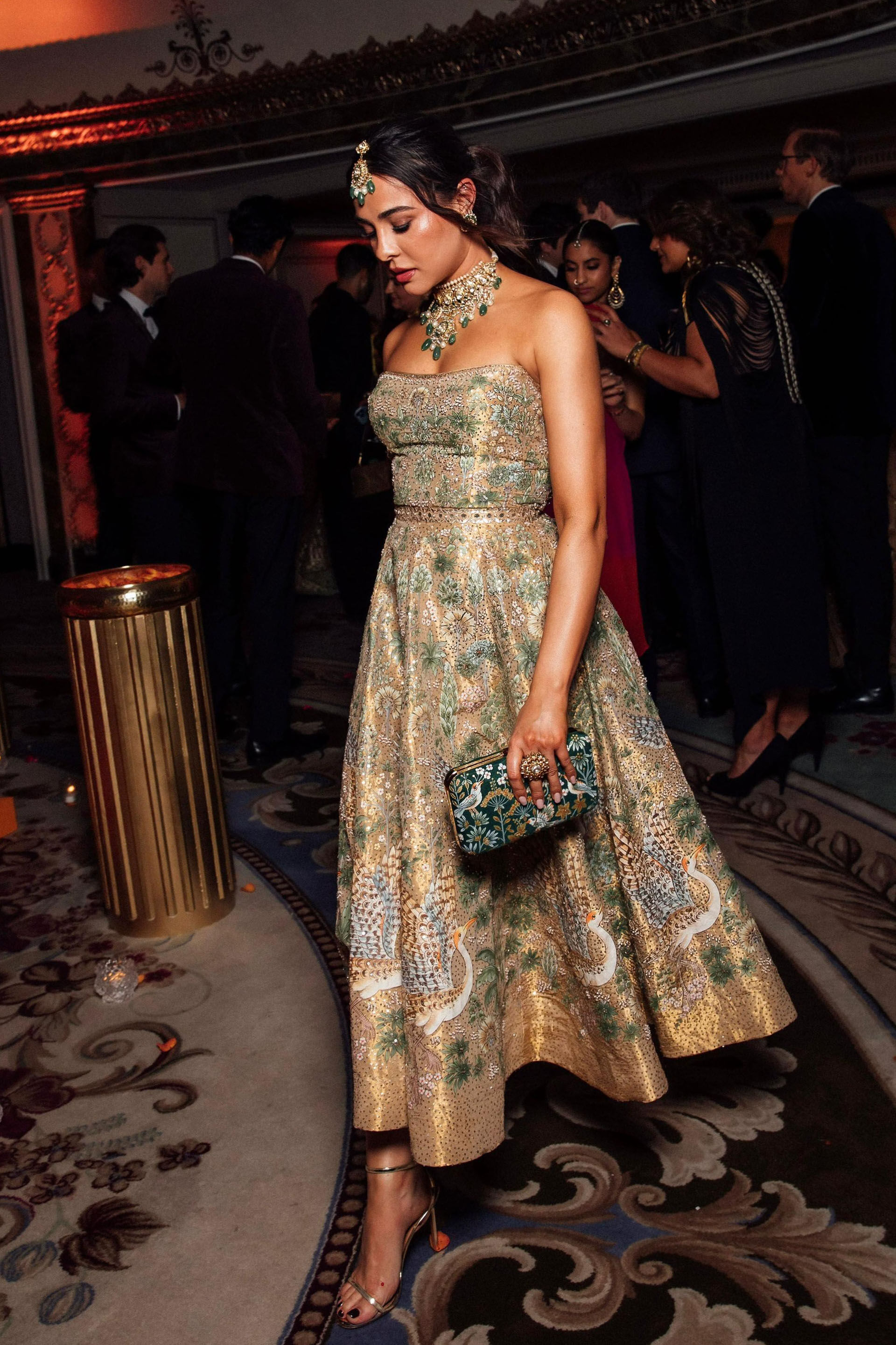 Avasa Hand-painted Pichhwai Silk Dress - Gold, , image 4